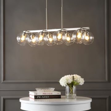 Julian 33.5" Farmhouse Bohemian Iron/Glass Linear LED Pendant - JONATHAN Y
